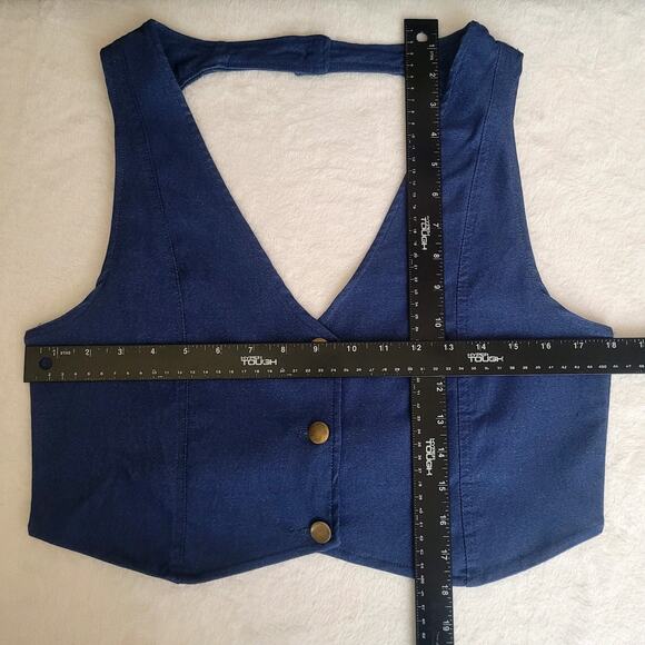 One‎ Up Womens Dark Blue Stretchy Vest Medium 90s Inspired Festival Western NWT - Picture 7 of 8